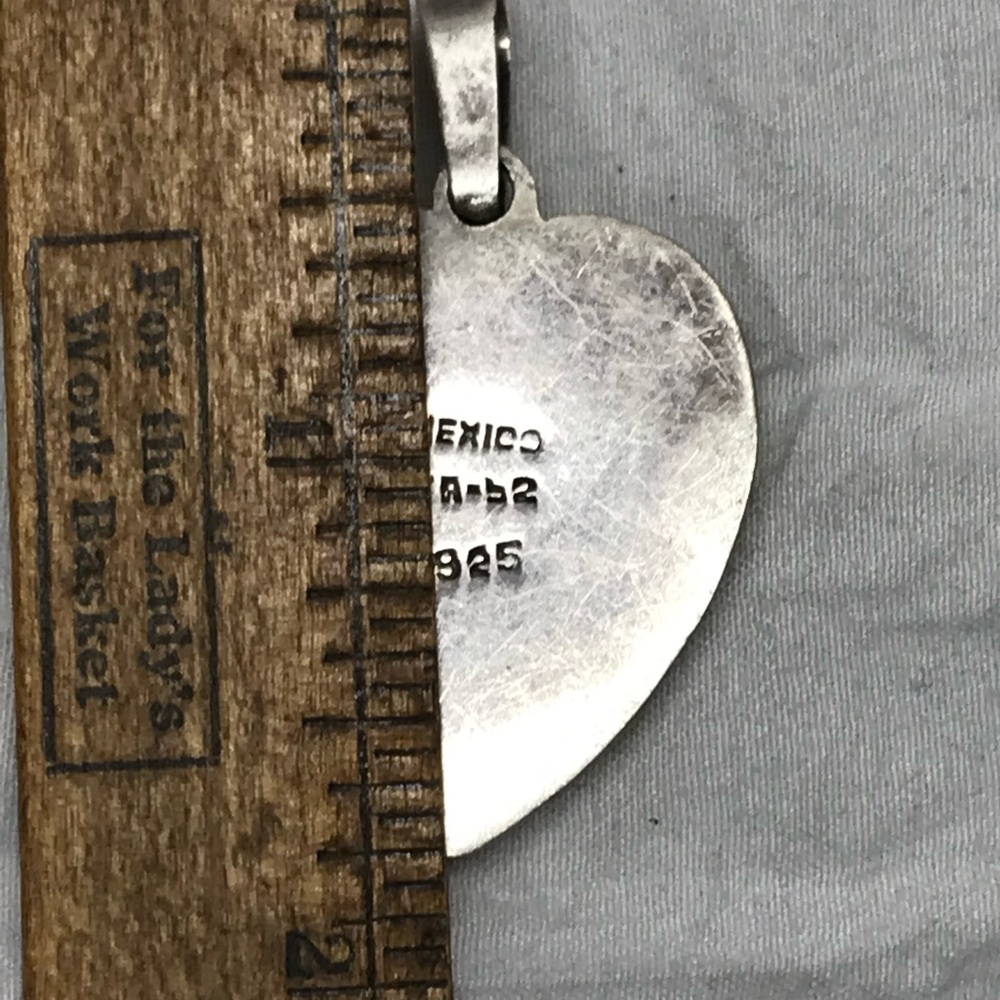 Vintage Taxco Mexico Sterling Silver 925 Heart  Pendant TA-68 - Picture 4 of 6